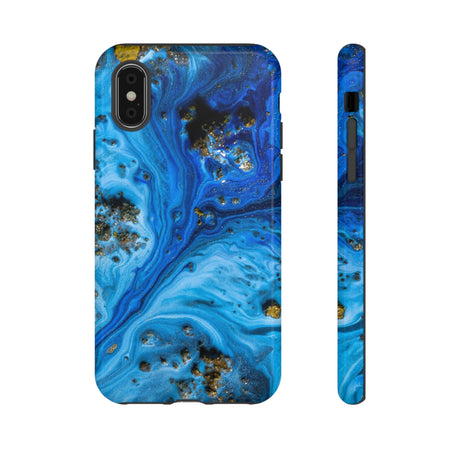 Blue Ice Melt Ink Art iPhone Case (Protective) iPhone XS Glossy Phone Case