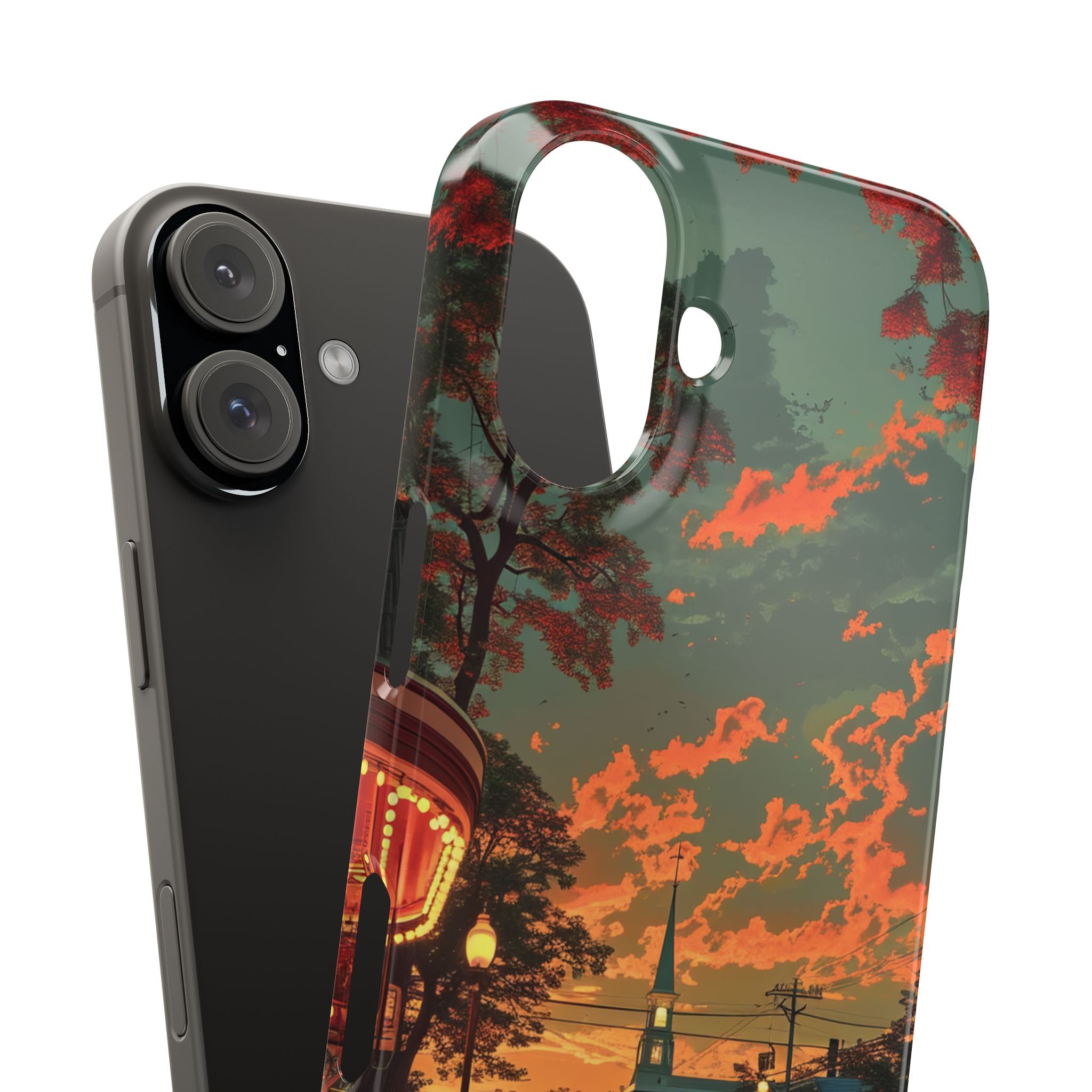 Mid-Century Nostalgia Streetscape iPhone 16 - Slim Phone Case