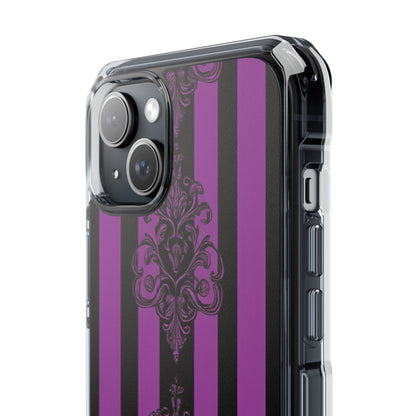 Gothic Elegance with Vertical Stripes and Ornamental Motifs iPhone 15 - Clear Impact Phone Case