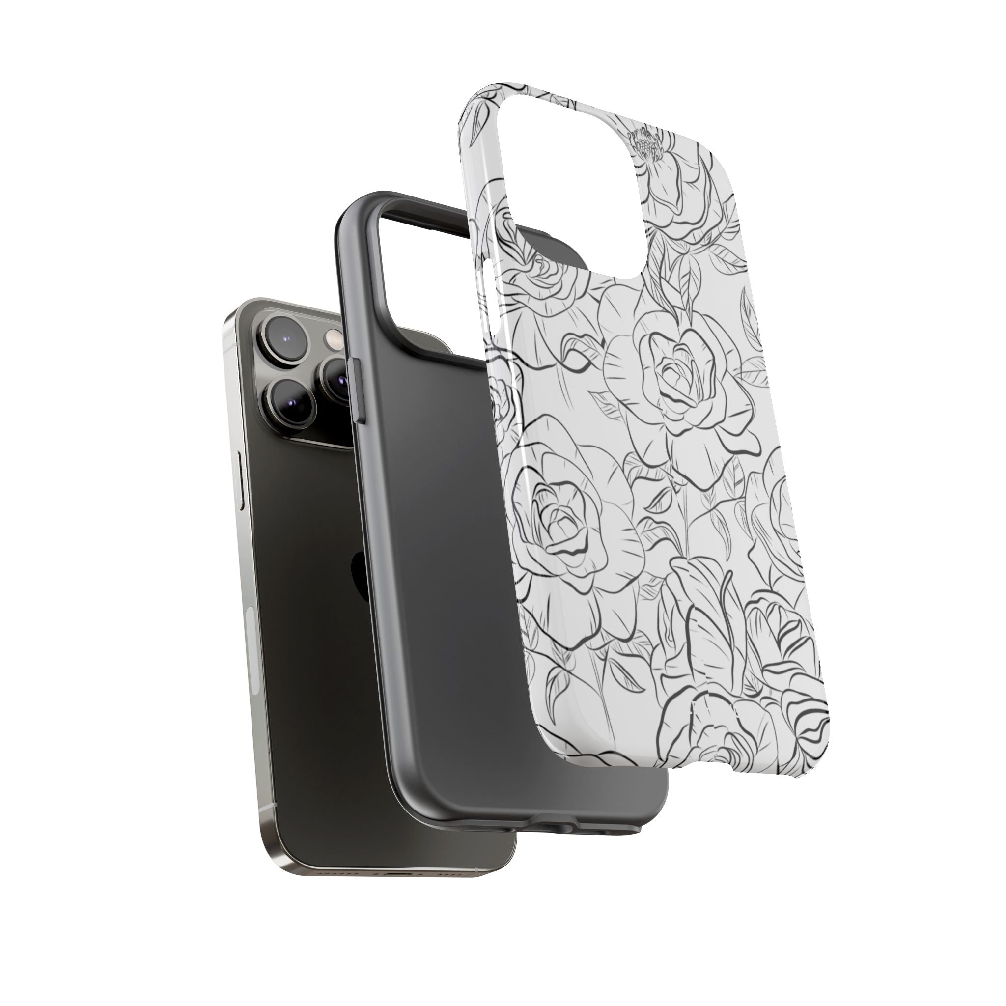 Intricate Rose Sketches - iPhone Case