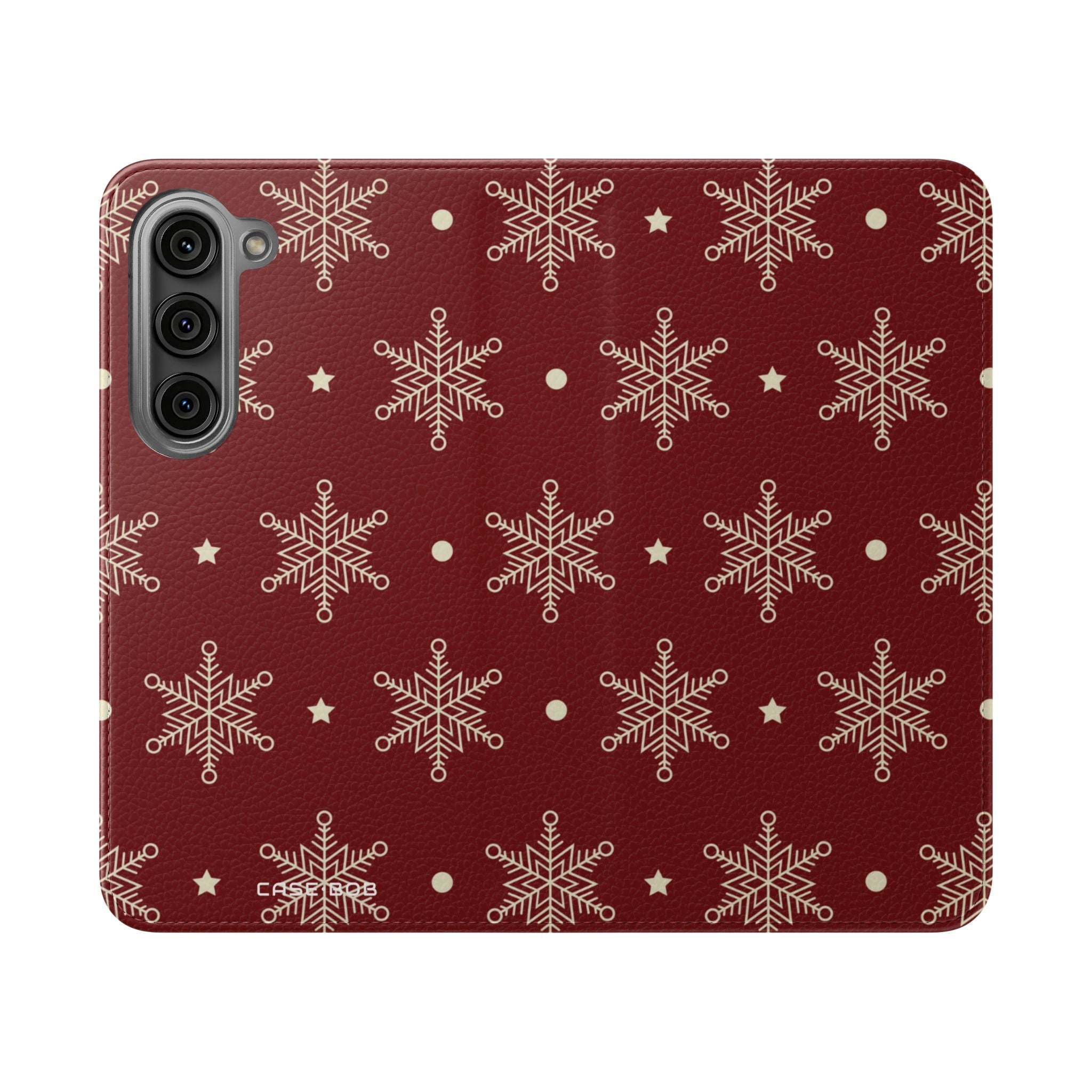 Cream Snowflakes Crimson - Samsung S23 Case - Wallet