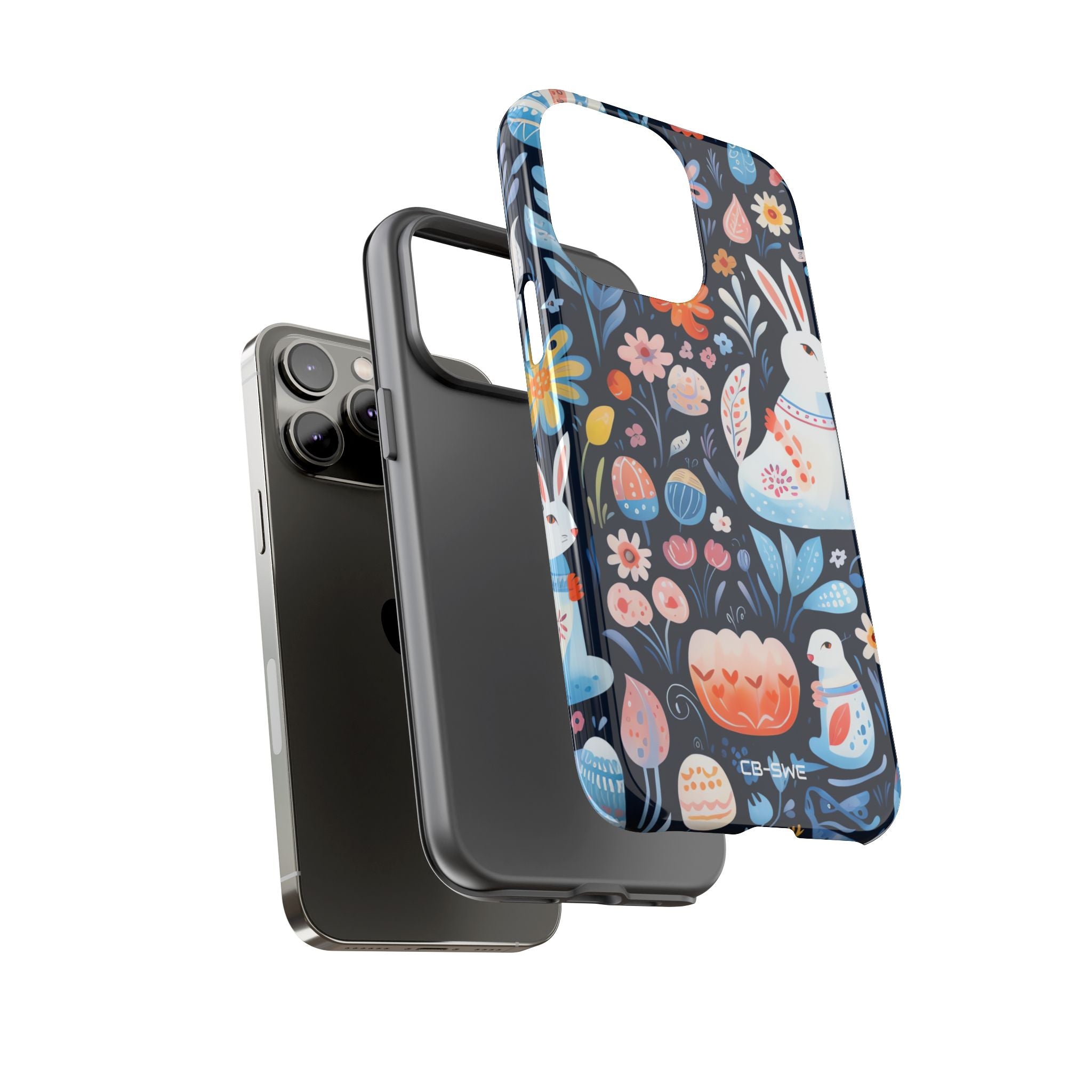 Bunnies Play Among Flowers - iPhone Case