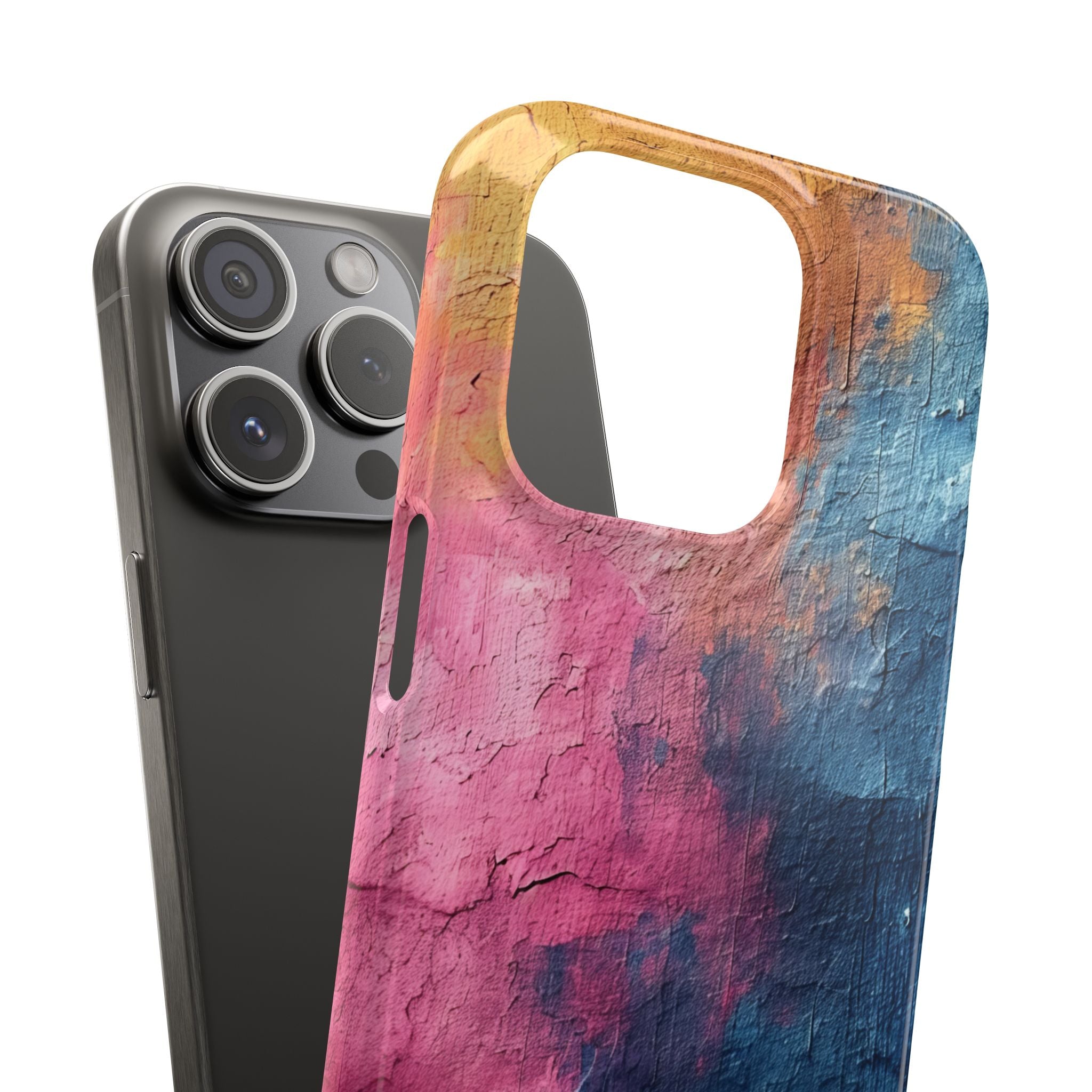 Blue Pink Abstract - Slim iPhone 15 Phone Case