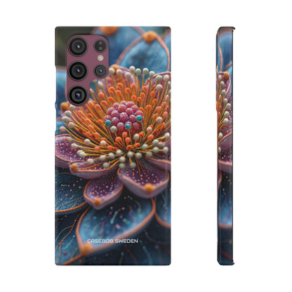 Blue-Orange Floral Swirl - Slim Samsung S22 Phone Case