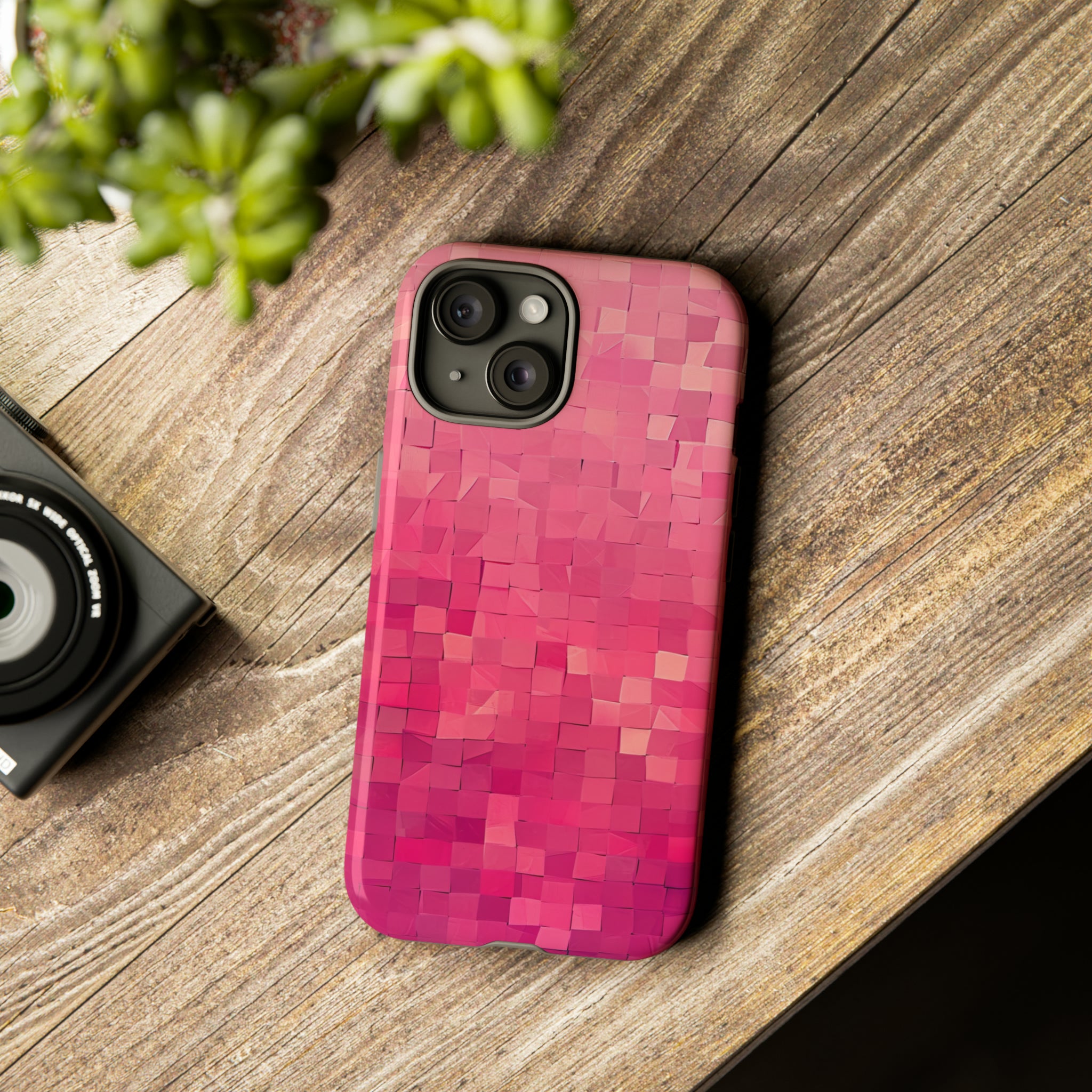 Pink Transition Squares - Protective Phone Case