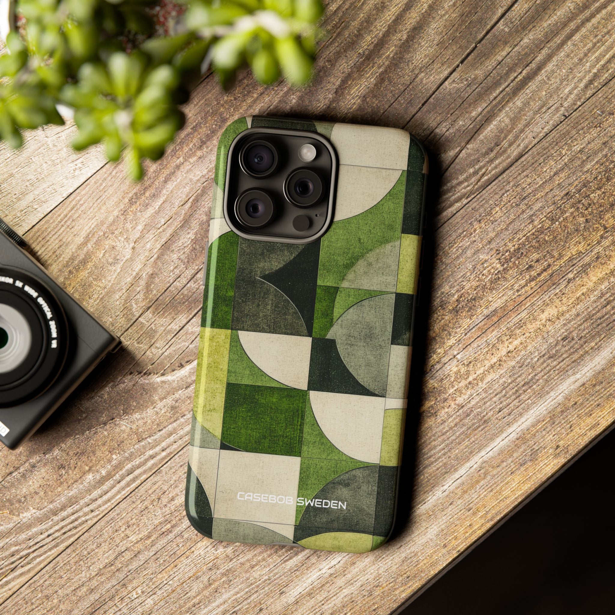 Green Geometric Harmony - Tough iPhone 15 Phone Case