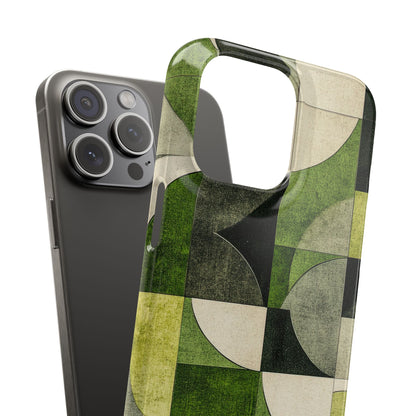 Green Geometric Harmony - Slim iPhone 15 Phone Case