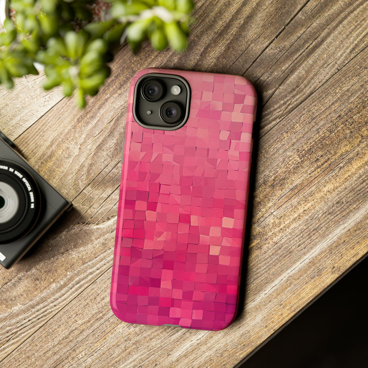 Pink Transition Squares - Protective Phone Case