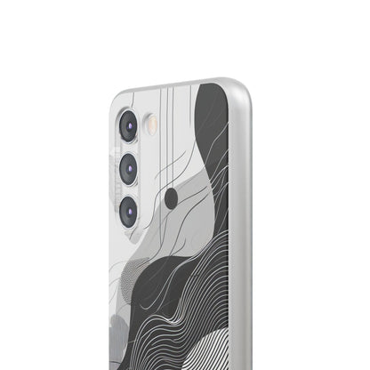 Fluid Rhythms: Monochrome Line Flow Samsung S23 - Flexi Phone Case