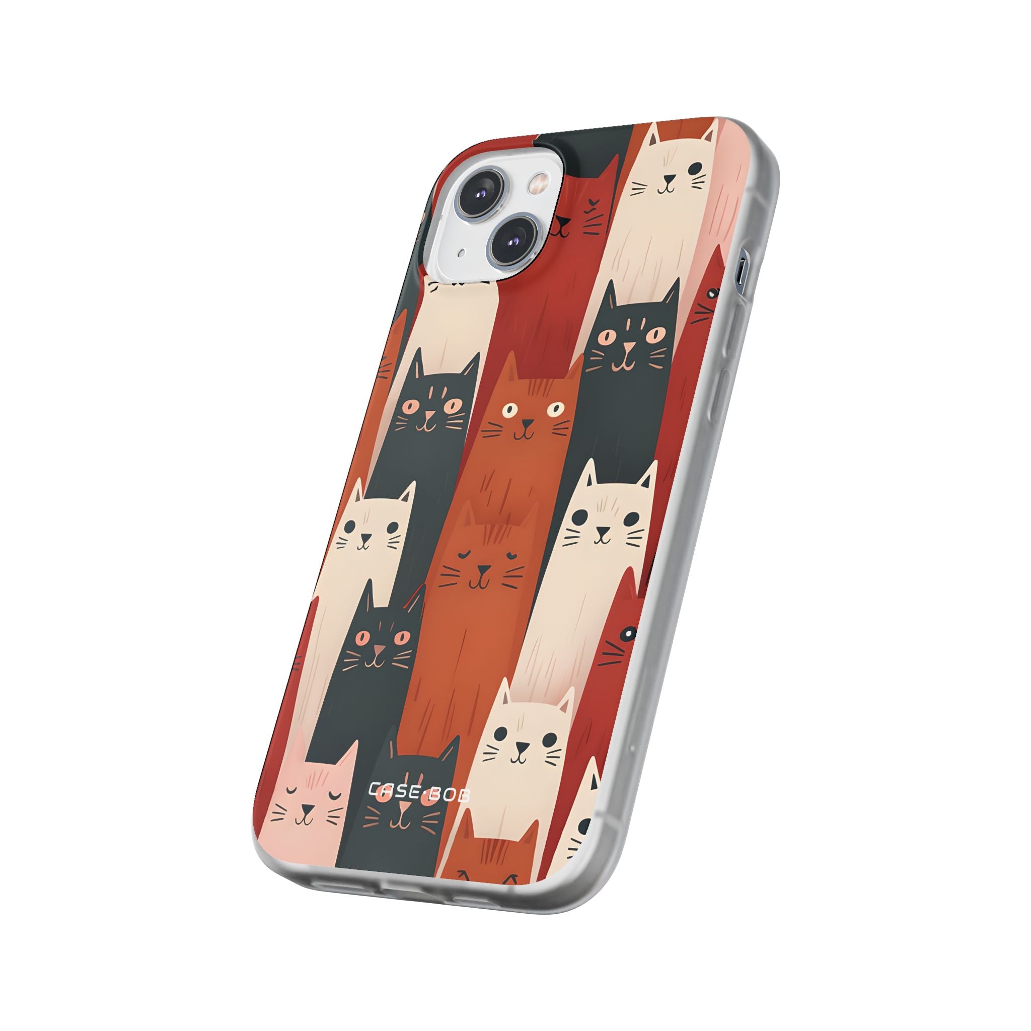 Elongated Cats Black iPhone 14 Plus Case - Soft