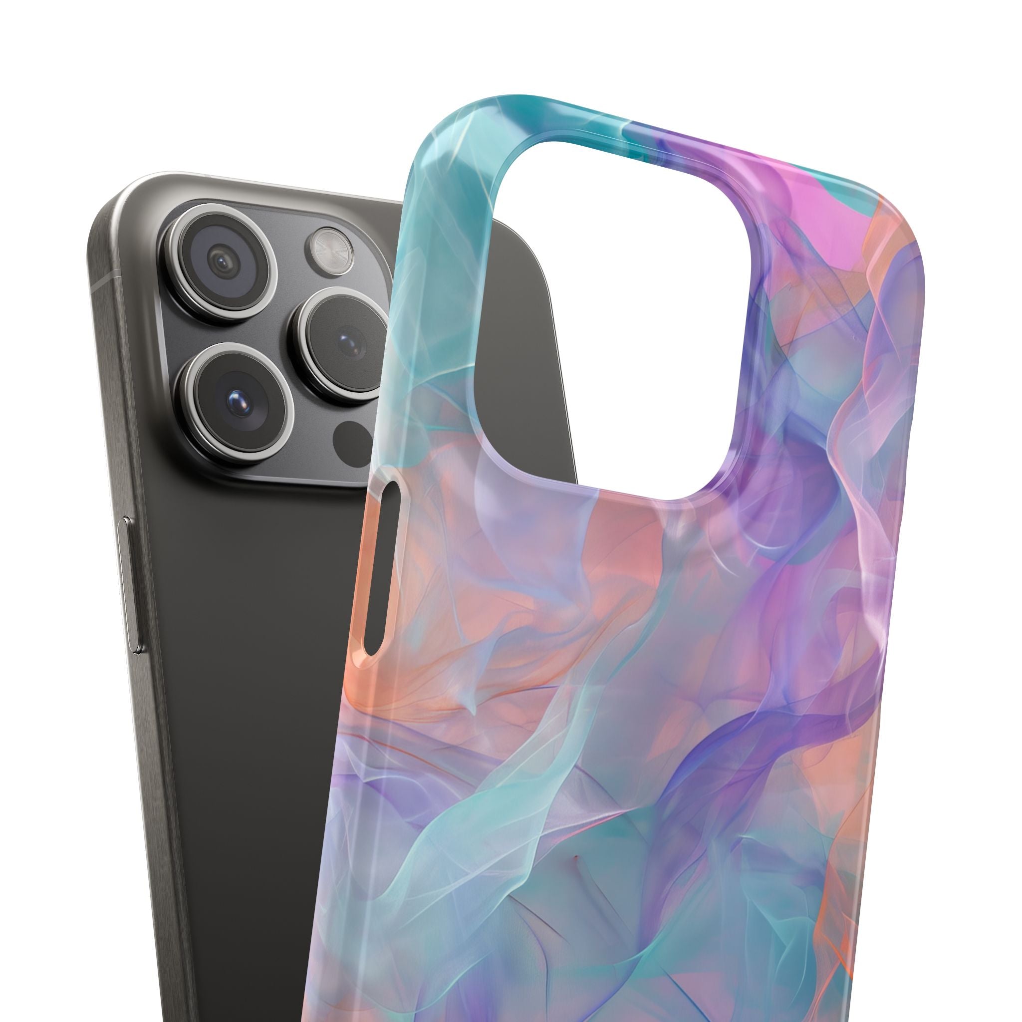 Dreamy Teal Flow - Slim iPhone 15 Phone Case