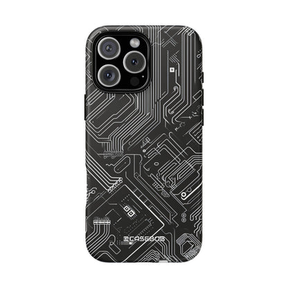 Circuitry Dreams: Abstract Black Design - for iPhone 16