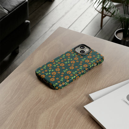 Green Flower Pattern - Protective Phone Case