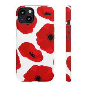 Red poppies on white iPhone case (Protective) - Protective Phone Case