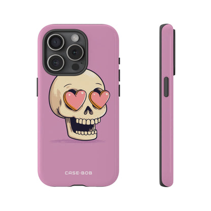 Heart Eyed Skull iPhone 15 Pro Case - Tough