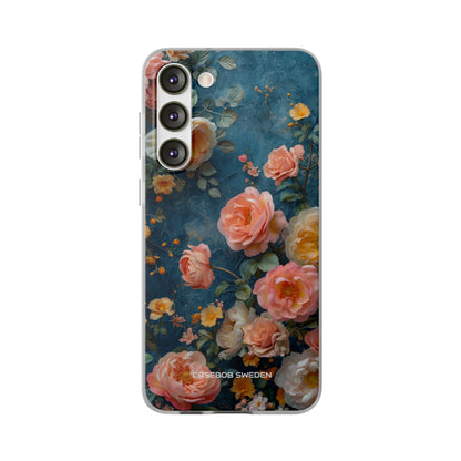 Blue Floral Elegance - Flexi Samsung S23 Phone Case