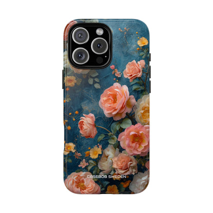 Blue Floral Elegance - Tough iPhone 16 Phone Case