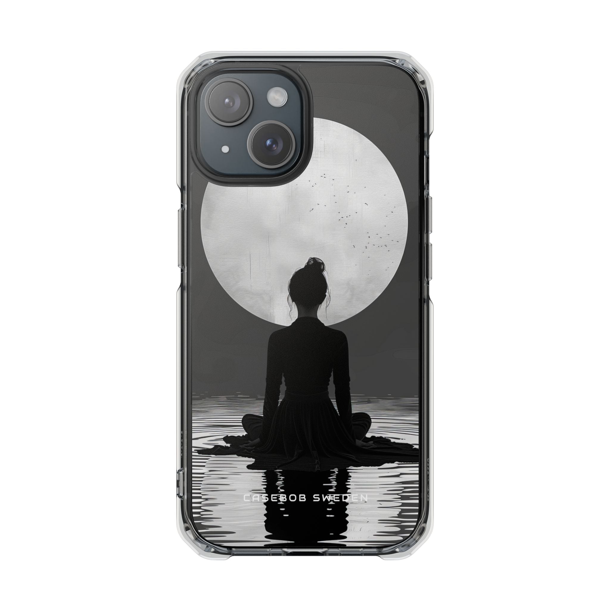 Zen Serenity Moon Reflection iPhone 15 - Clear Impact Phone Case