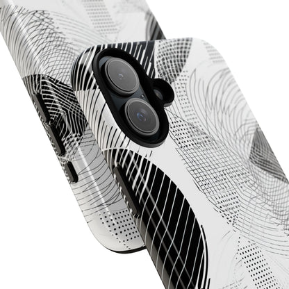 Geometric Monochrome Flow iPhone 16 - Tough Phone Case