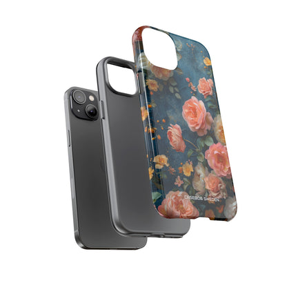 Blue Floral Elegance - Tough iPhone 14 Phone Case