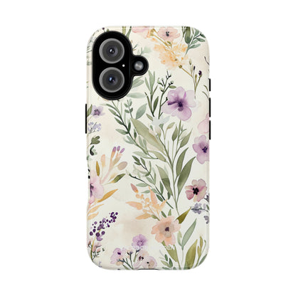 Soft Green Lavender Floral Pattern - Tough iPhone 16 Phone Case