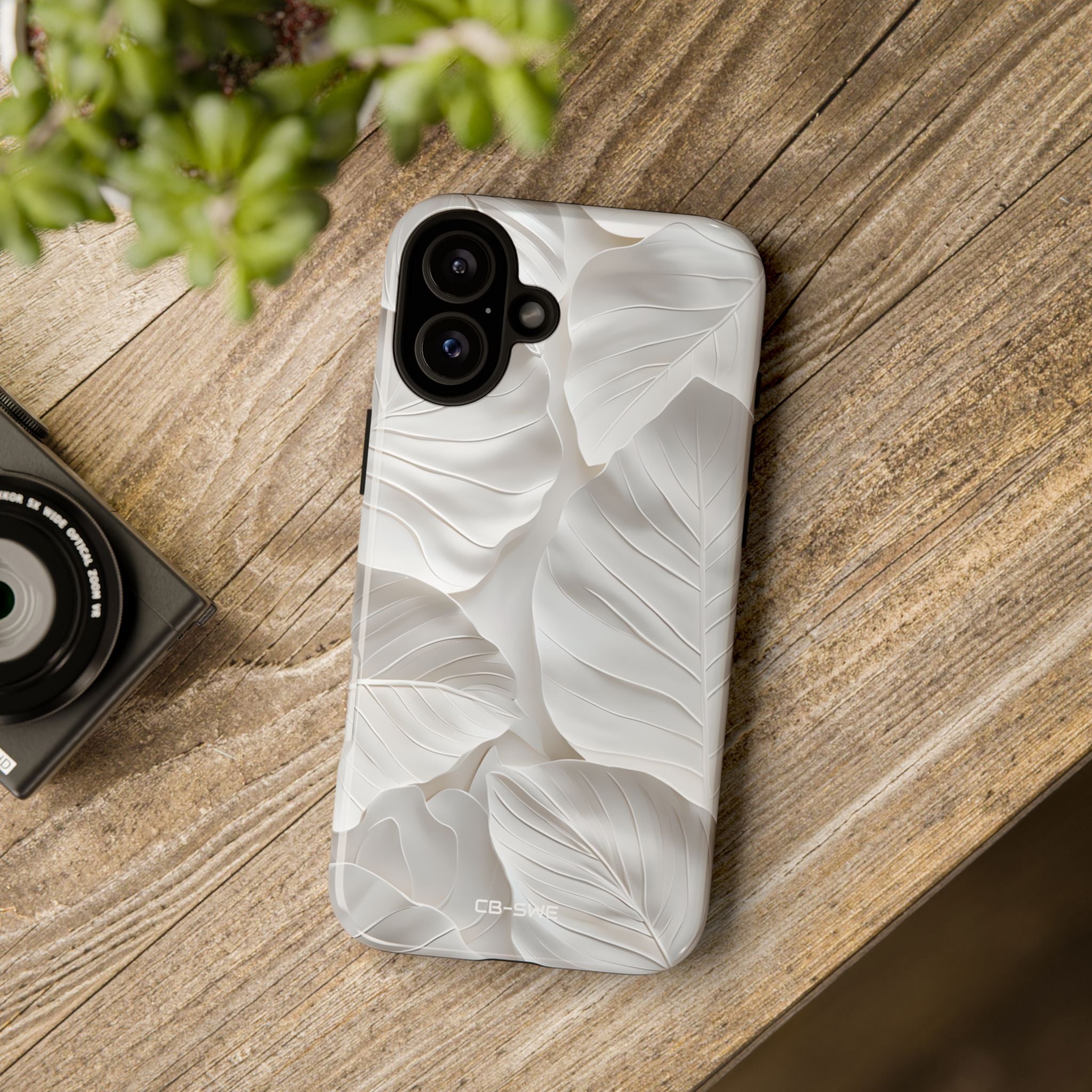 Elegant Leaf Relief - iPhone Case