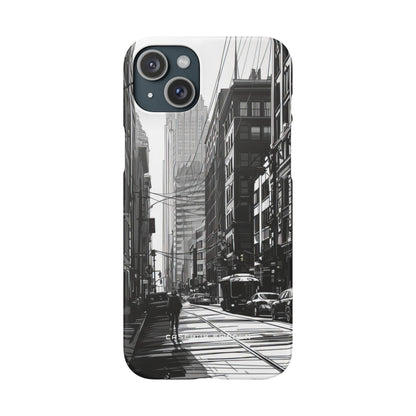 Urban Cityscape Line Perspective iPhone 15 - Slim Phone Case