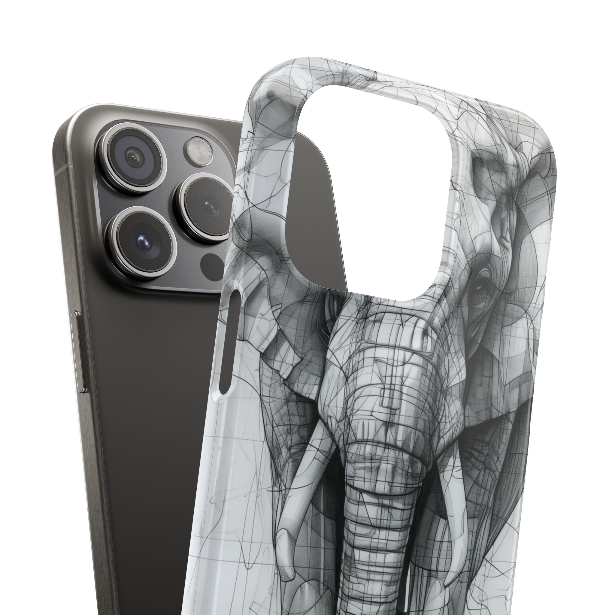 Elephant Line Geometry iPhone 15 - Slim Phone Case