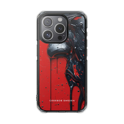 Textured Crimson Bloom iPhone 15 - Clear Impact Phone Case