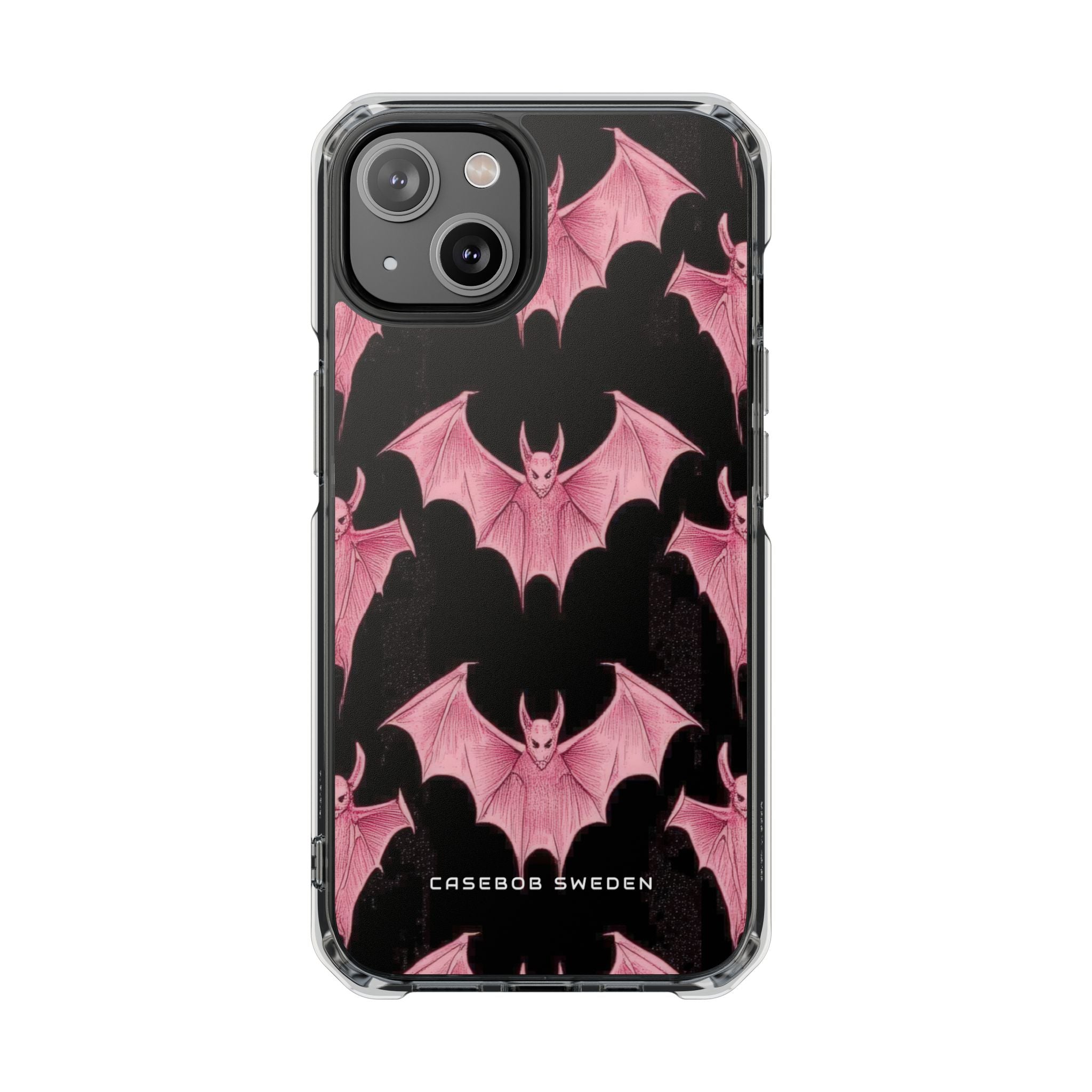 Gothic Pink Bats Aflame iPhone 14 - Clear Impact Phone Case