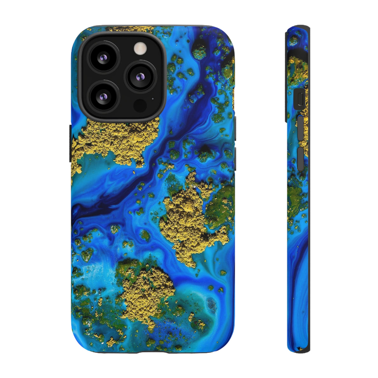 Blue Clear Ocean Ink Art iPhone Case (Protective) iPhone 13 Pro Matte Phone Case