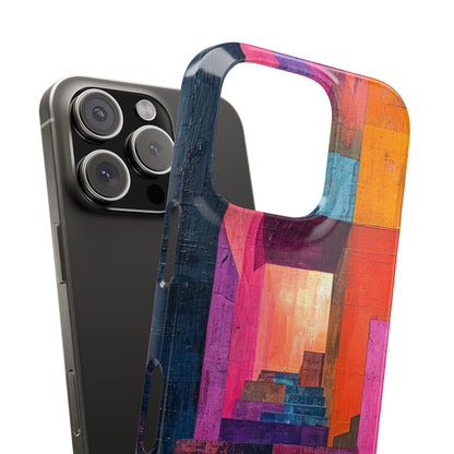 Pink Orange Geometry - Slim iPhone 16 Phone Case