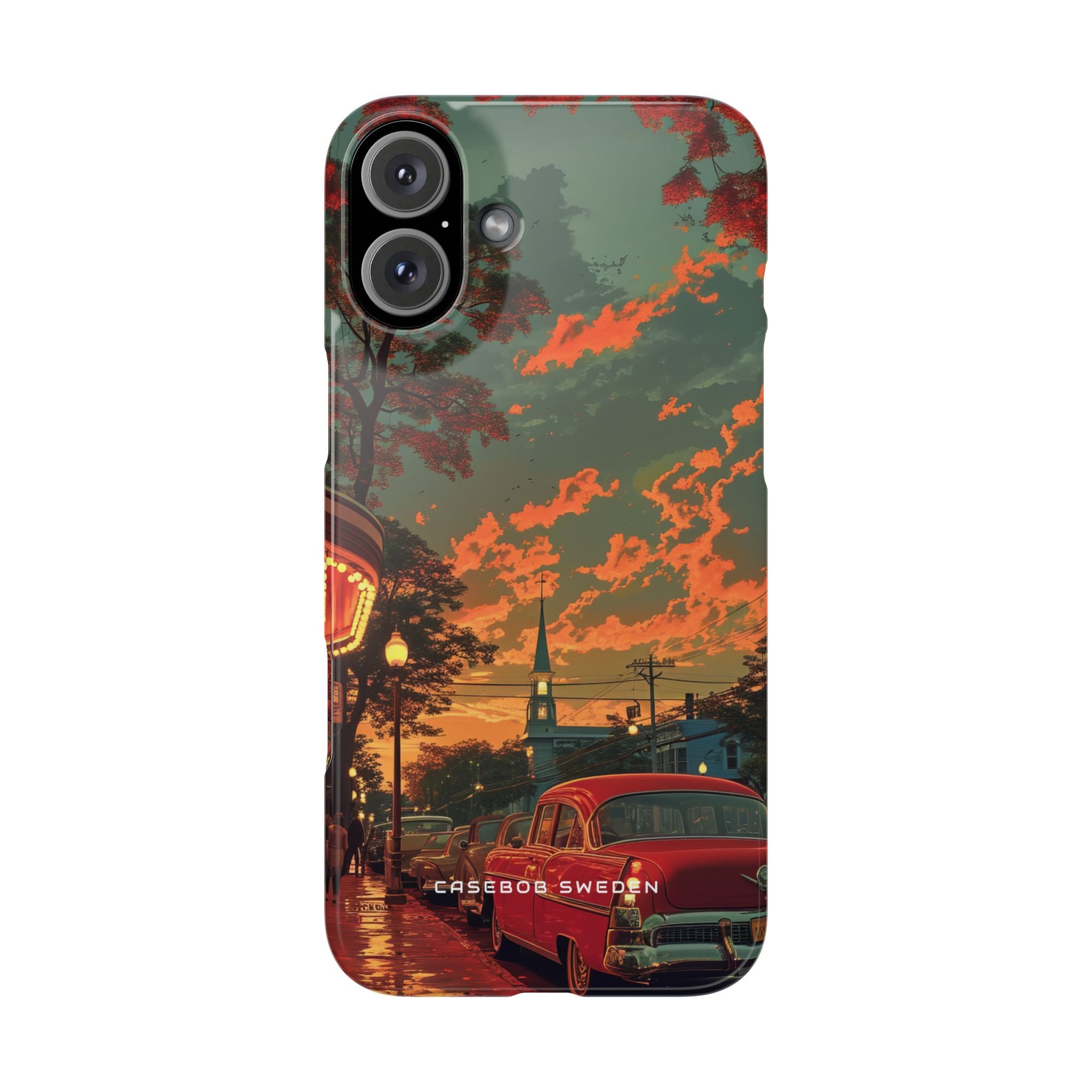 Mid-Century Nostalgia Streetscape iPhone 16 - Slim Phone Case