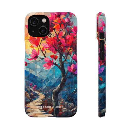 Vibrant Geometric Tree Landscape iPhone 14 - Slim Phone Case