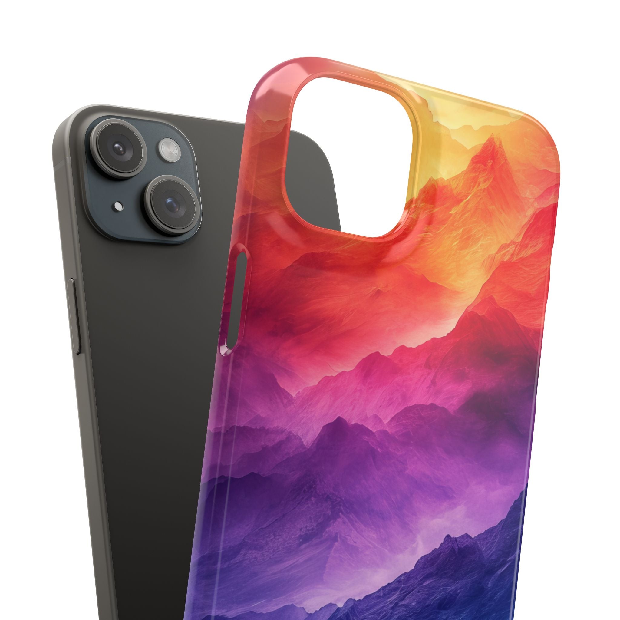 Purple Orange Mountains - Slim iPhone 15 Phone Case