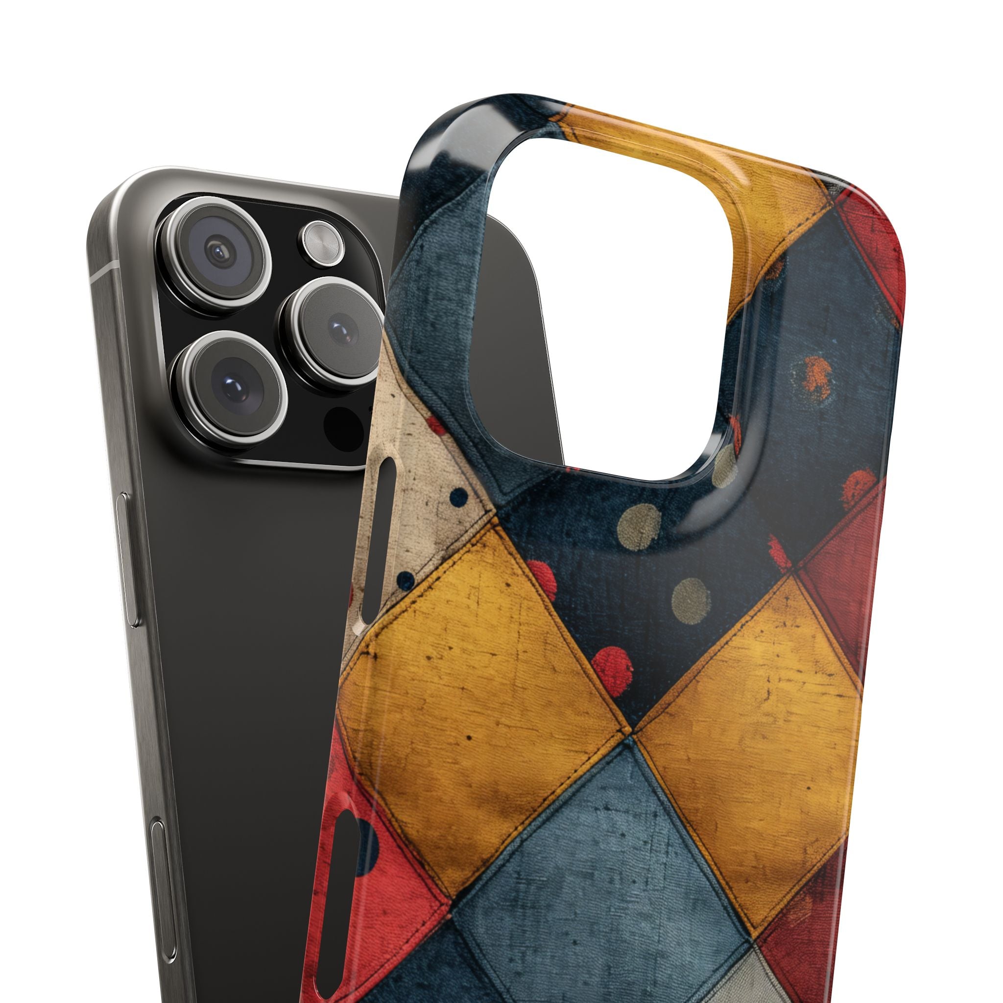 Blue Red Patchwork - Slim iPhone 16 Phone Case