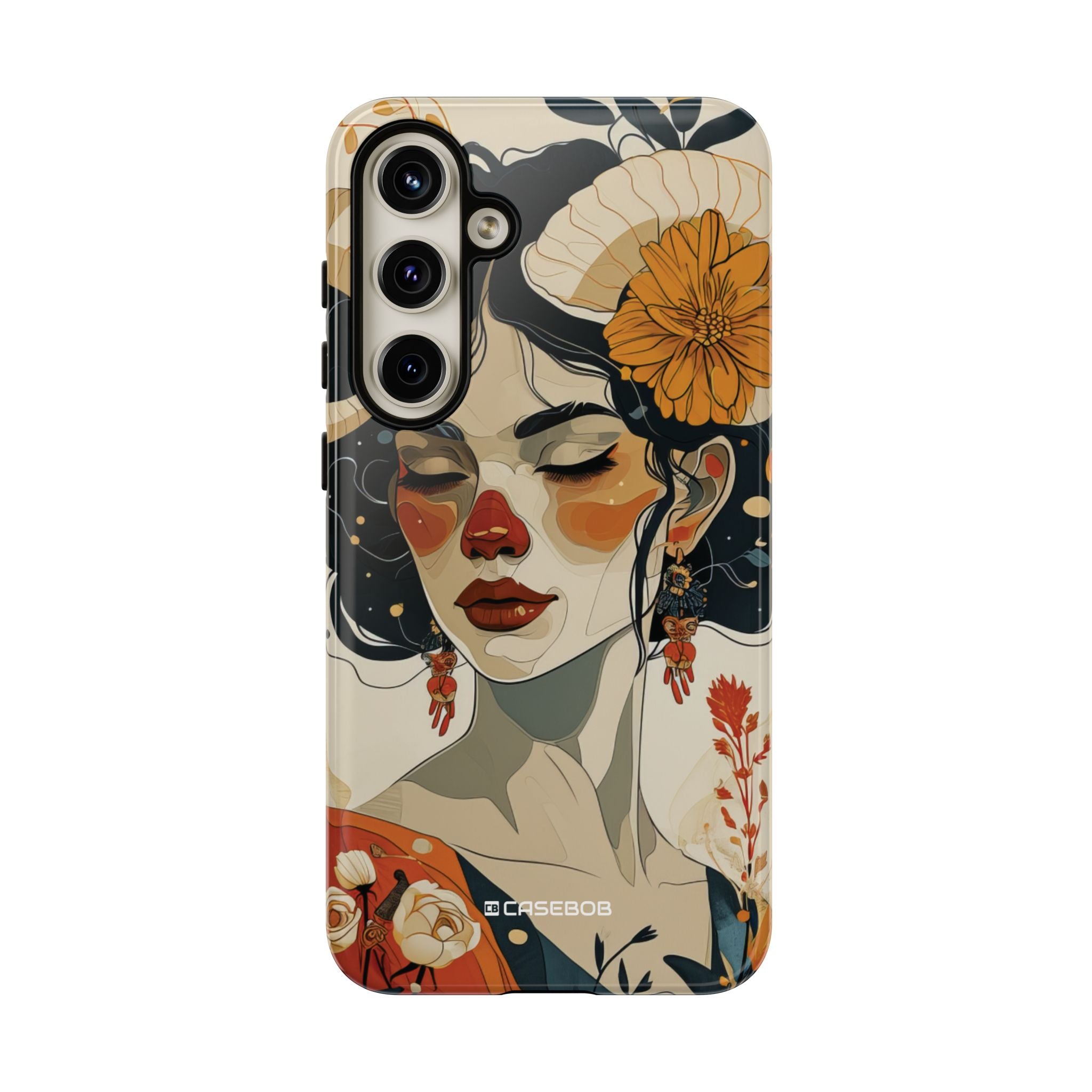 Mythical Serenity: Floral Ram Goddess - For Samsung S24