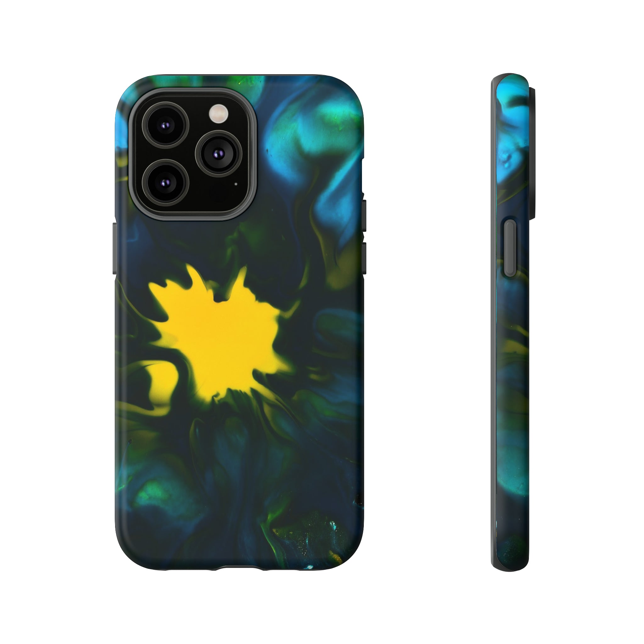 Yellow Spot Ink Art - Protective Phone Case