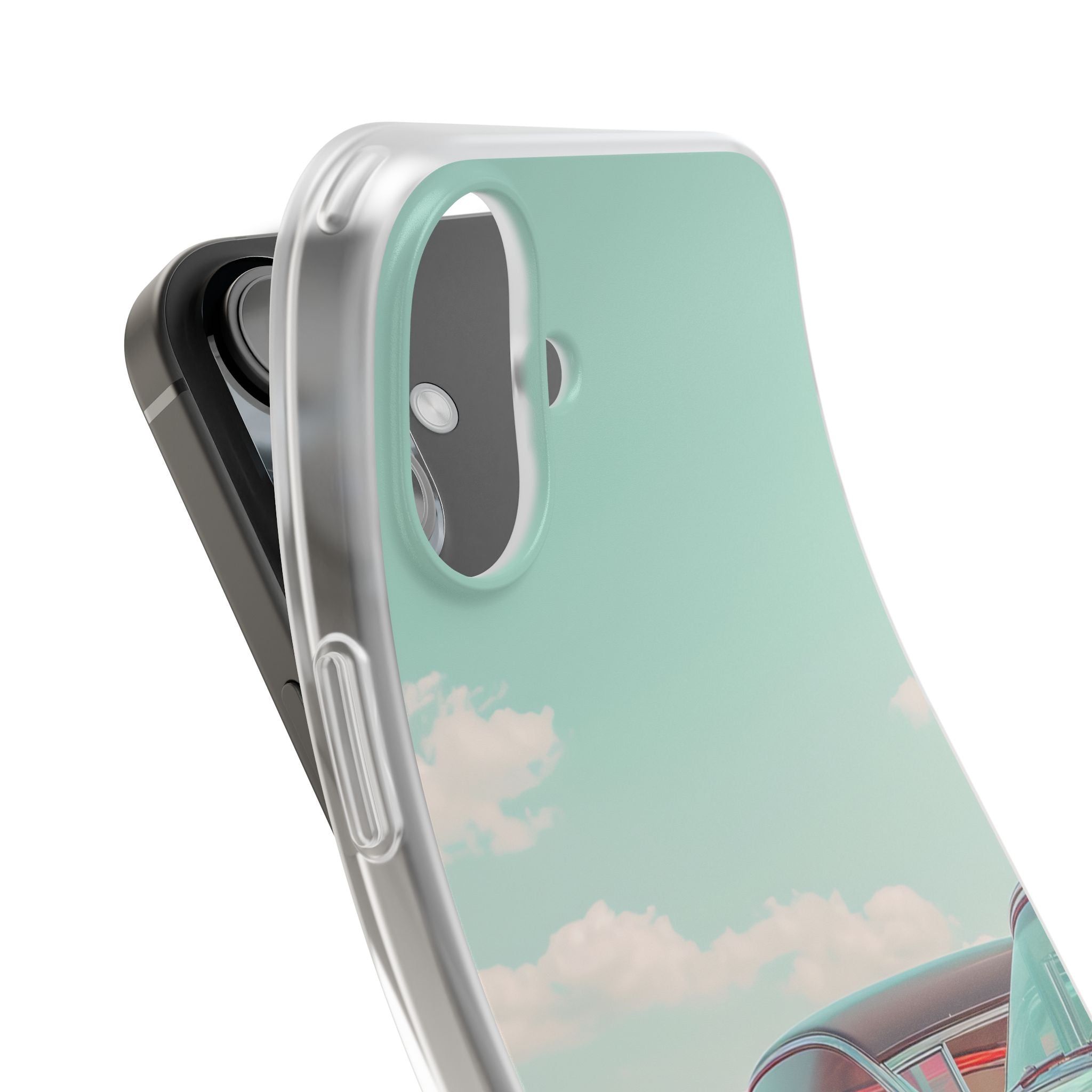 Vintage Turquoise Cars - Flexi iPhone 16 Phone Case