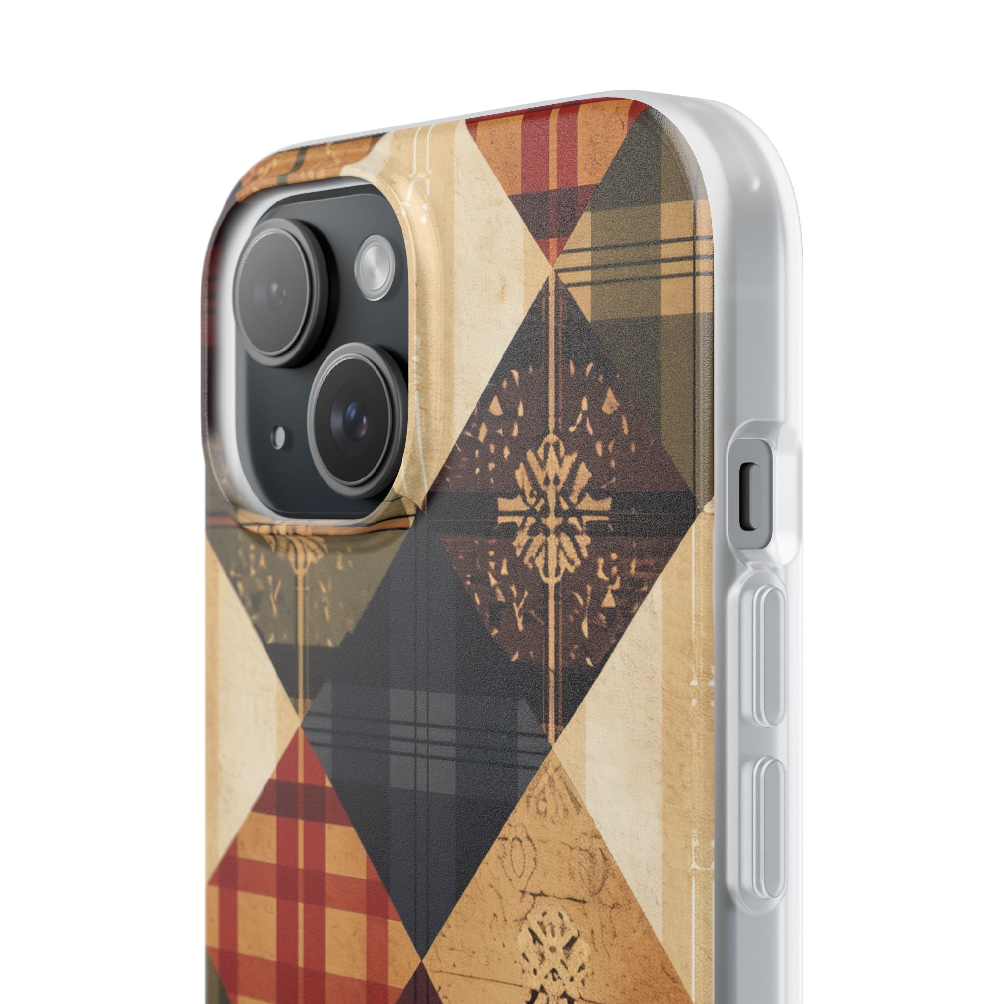 Rustic Geometric Patchwork Harmony iPhone 15 - Flexi Phone Case