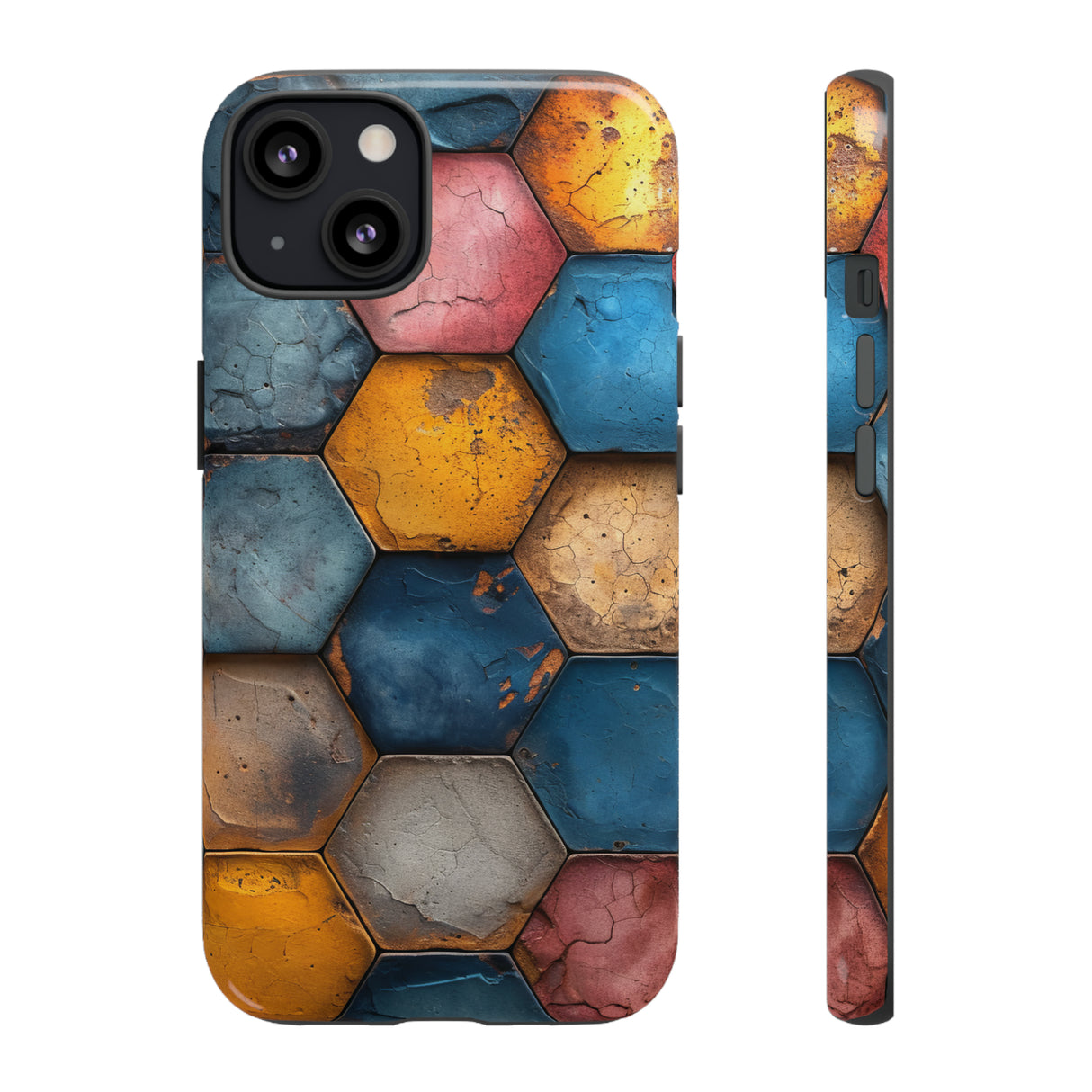 Pastel Honeycomb Bliss: Yellow & Blue - Protective Phone Case