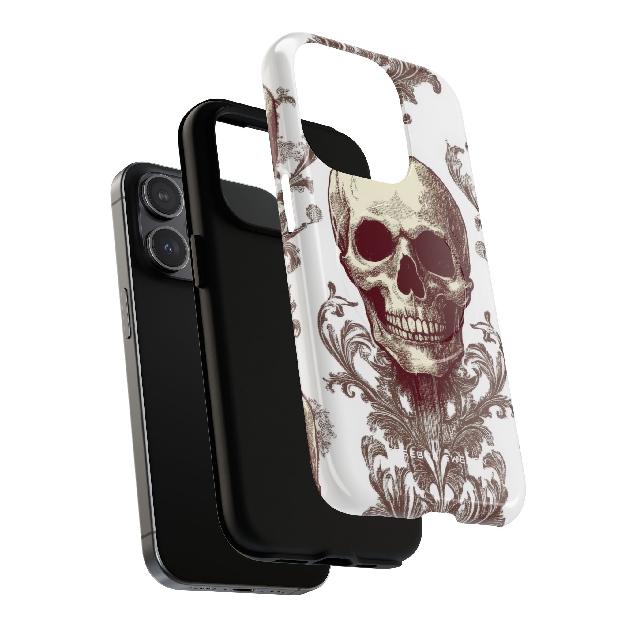 Gothic Skulls and Ornate Foliage iPhone 15 | Tough+ Phone Case