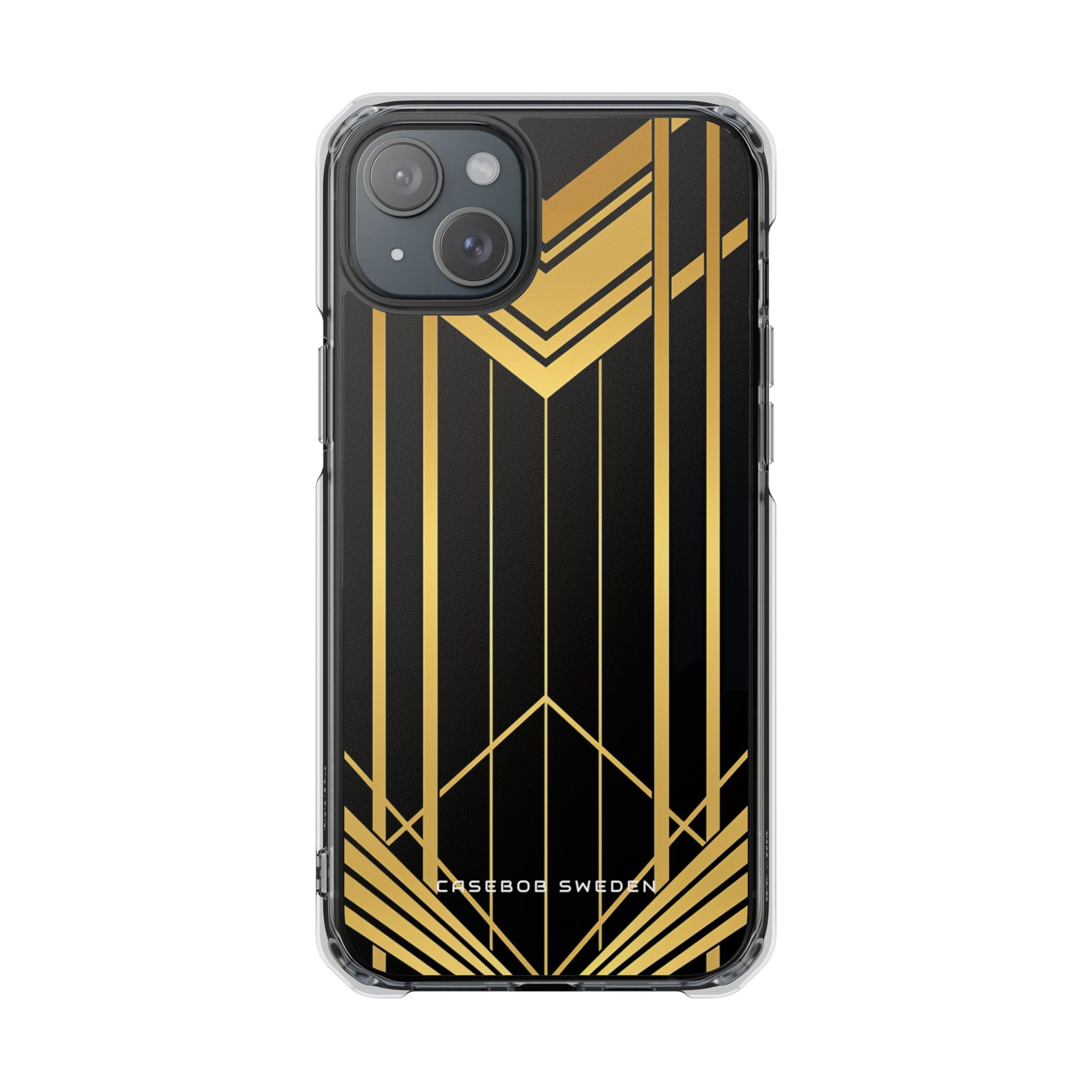 "Golden Art Deco Symmetry in Geometric Elegance" iPhone 15 - Clear Impact Phone Case