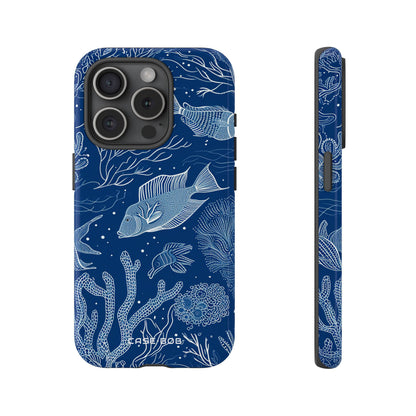 Navy Scale Reef iPhone 15 Pro Case - Tough