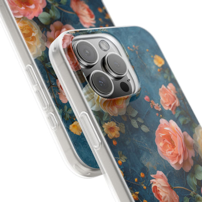 Blue Floral Elegance - Flexi iPhone 16 Phone Case