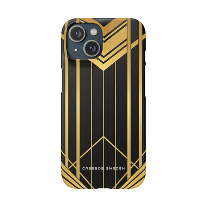 "Golden Art Deco Symmetry in Geometric Elegance" iPhone 15 - Slim Phone Case