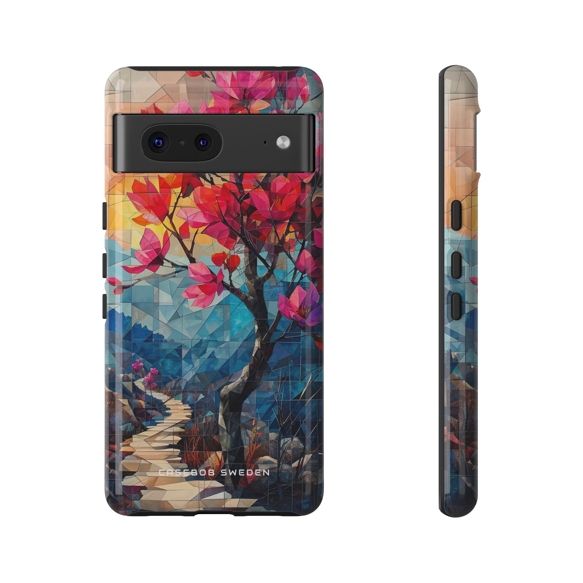 Vibrant Geometric Tree Landscape Google Pixel 7 - Tough Phone Case