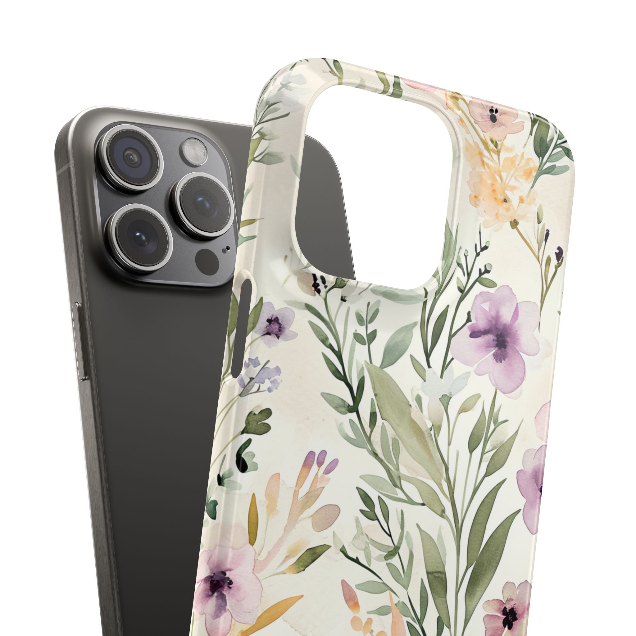 Soft Green Lavender Floral Pattern - Slim iPhone 15 Phone Case