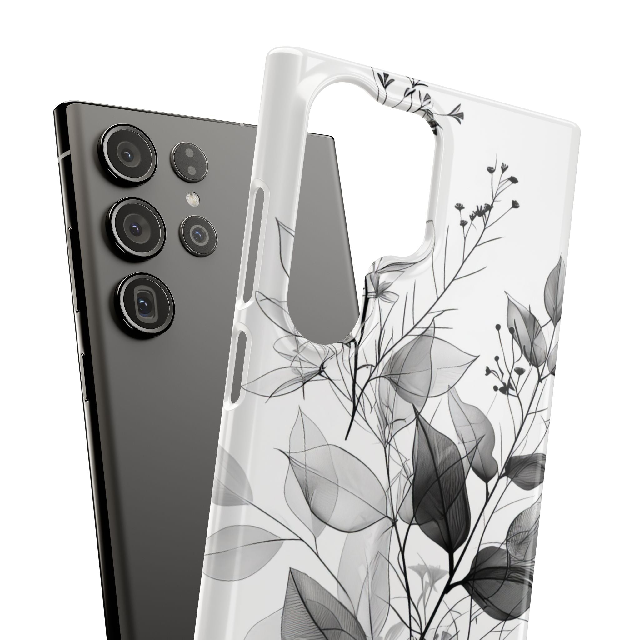 Monochrome Floral Elegance Samsung S23 - Slim Phone Case