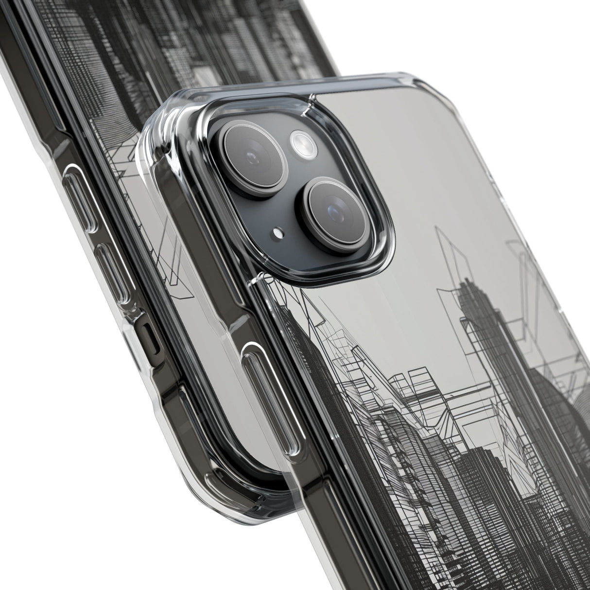 Urban Wireframe – Handyhülle für iPhone (Clear Impact – Magnetisch)